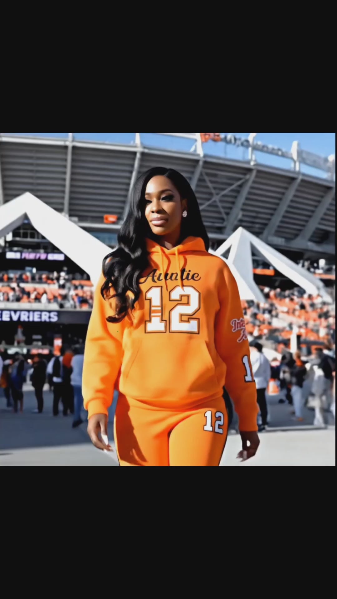 Custom Limited Edition "Auntie 12" Orange Fleece Sweatsuit- Personalized Family Fan Apparel