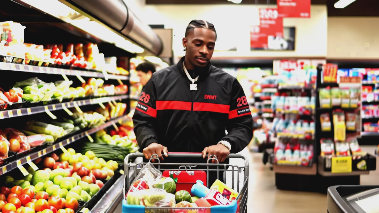 SWMT Live Life Better Tracksuit - Men's Black & Red Full-Zip Sweat Suit