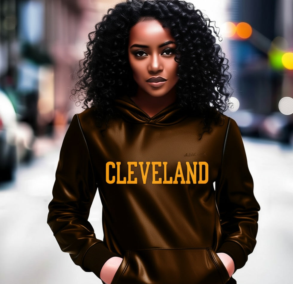 Brown Genuine Leather Auntie Hoodie