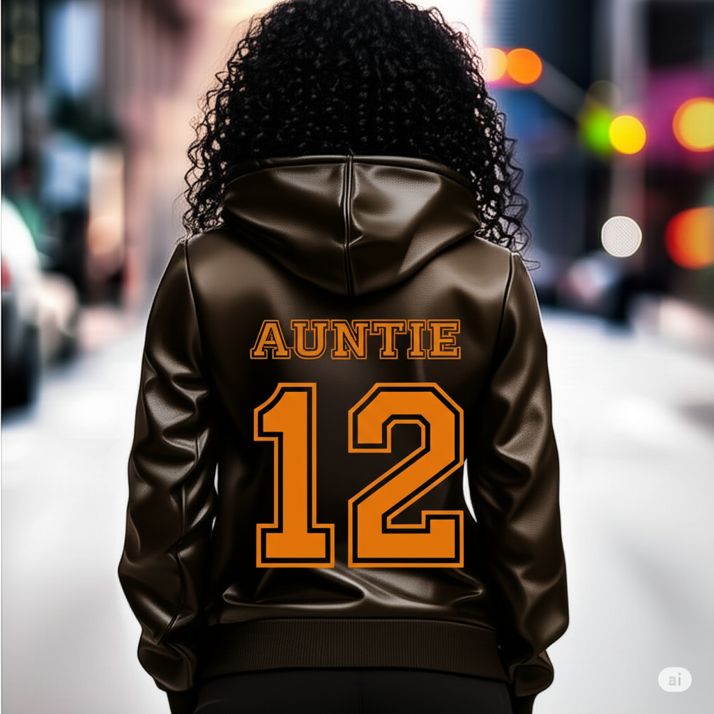 Brown Genuine Leather Auntie Hoodie