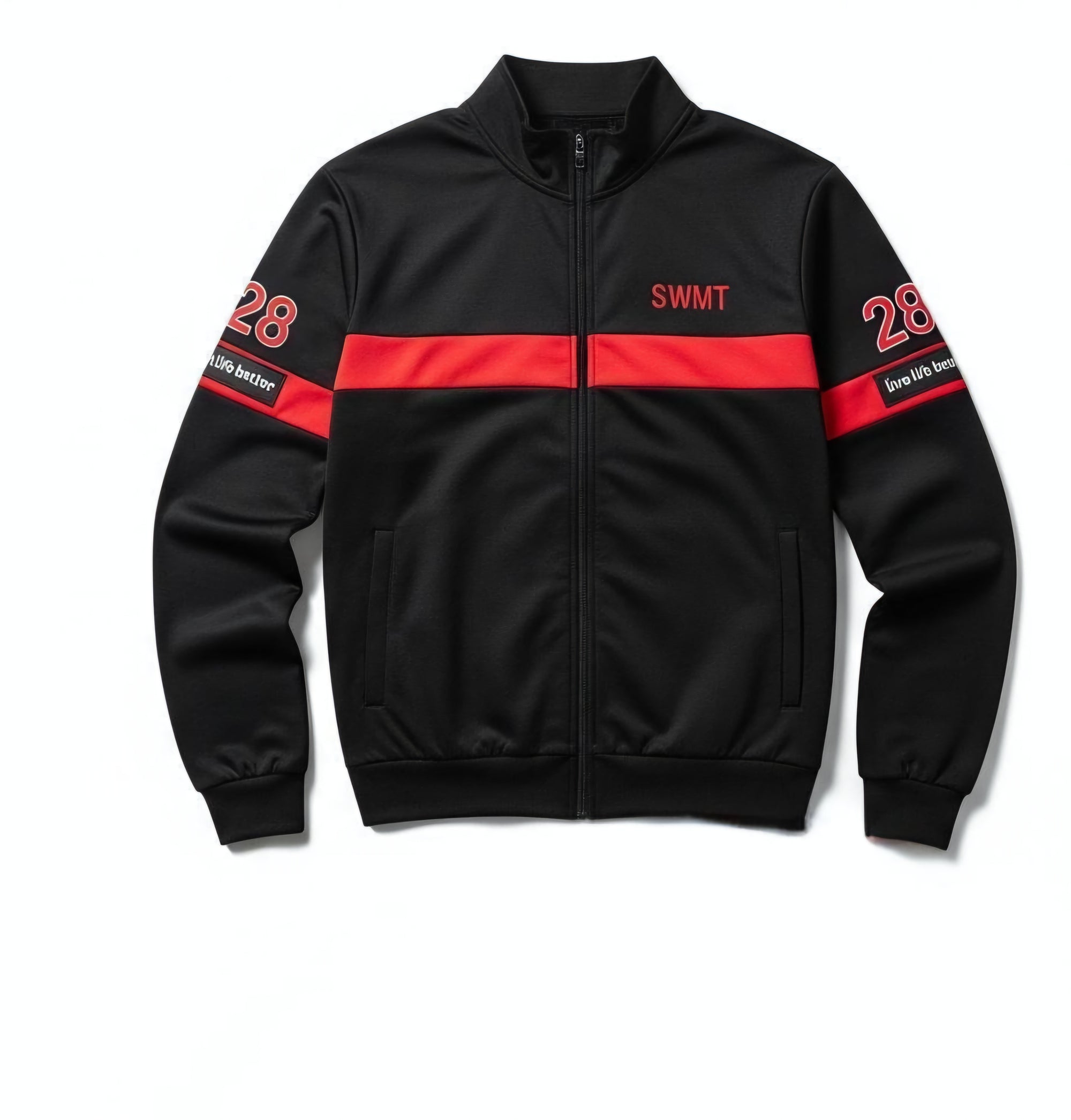 SWMT Live Life Better Tracksuit - Men's Black & Red Full-Zip Sweat Suit
