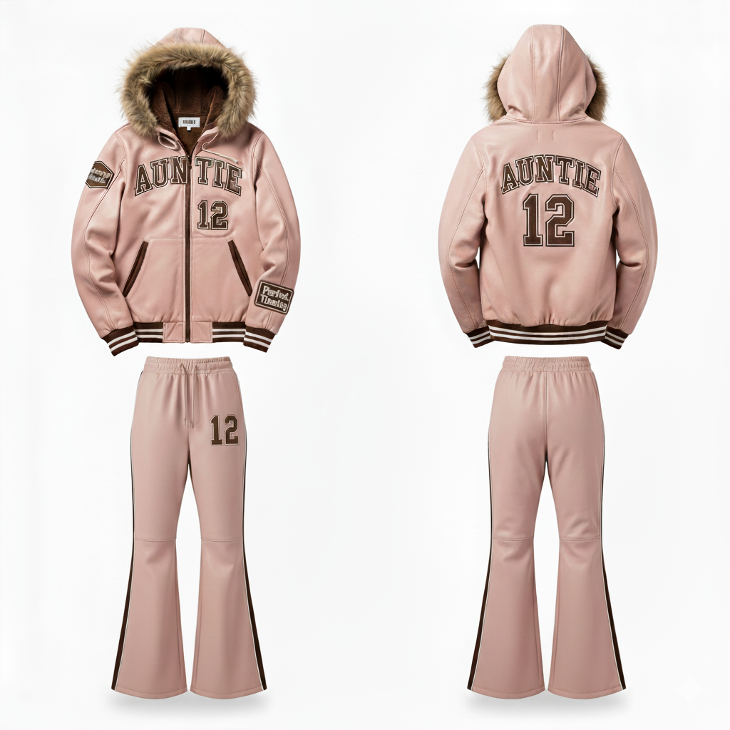 Pretty In Pink Leather Auntie Set | Stylish & Chic Sportswear