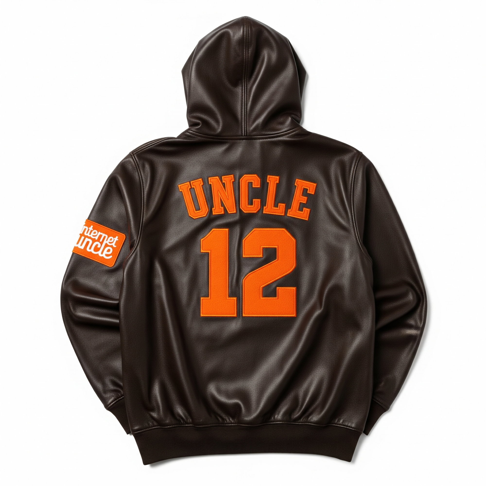 Brown Genuine Leather Uncle Hoodie