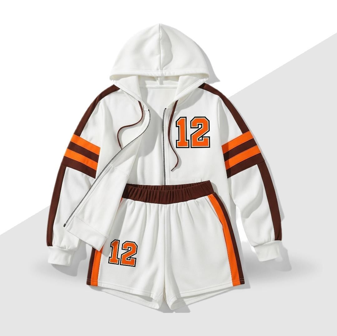 Women's Team 12 Short Set | White & Orange